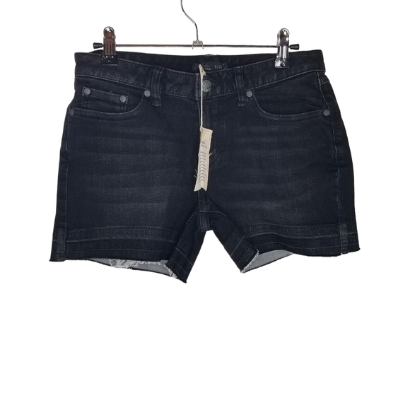 Prana London black denim jean raw hem shorts - Picture 2 of 9